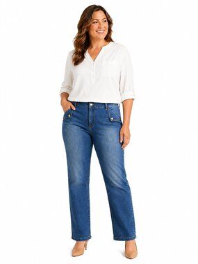 Michael Kors Medium Wash Straight Leg Jeans Women's 16 Classic Stretch Denim